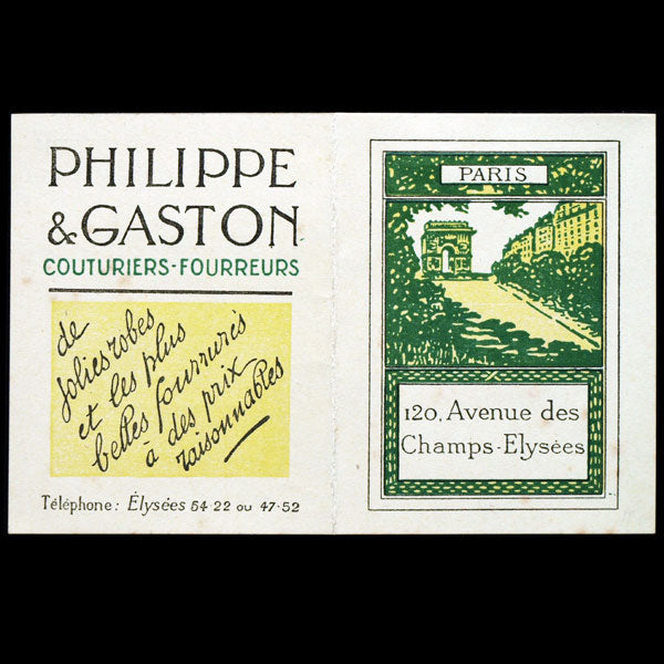 Carte d'invitation de la maison Philippe et Gaston (circa 1920)