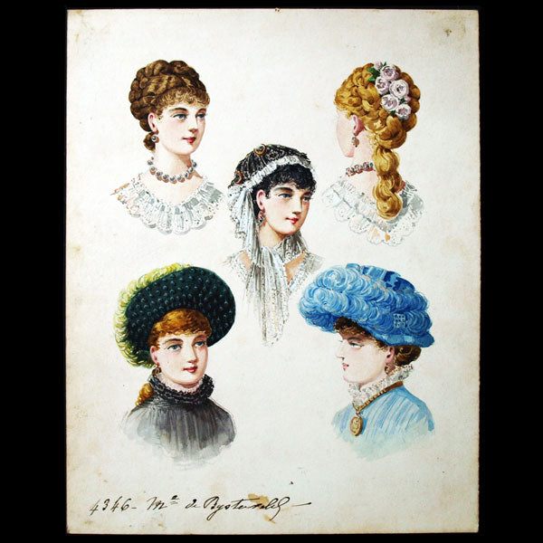 Dessin de coiffures et modes pour le Journal des Demoiselles (1882)