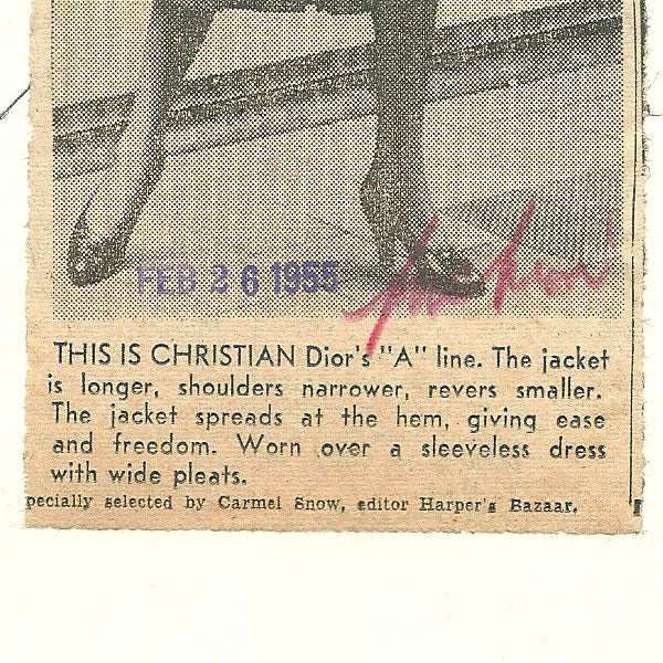 Christian Dior - Modèle de la ligne A (1955)