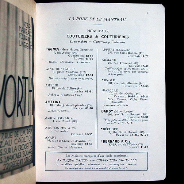Le Livre d'Adresses de Madame - Annuaire de la Parisienne (1929)