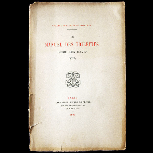 Savigny de Moncorps - Le Manuel des Toilettes dédié aux Dames, bulletin du bibliophile (1900)