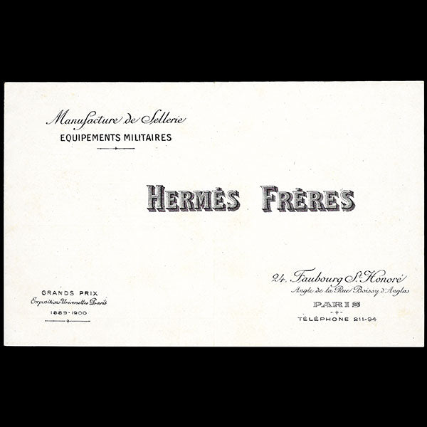 Hermès Frères - Document publicitaire sur la sellerie et la passementerie militaire (1910)