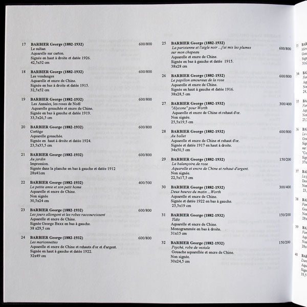 George Barbier - Catalogue de la vente du 15 avril 2004