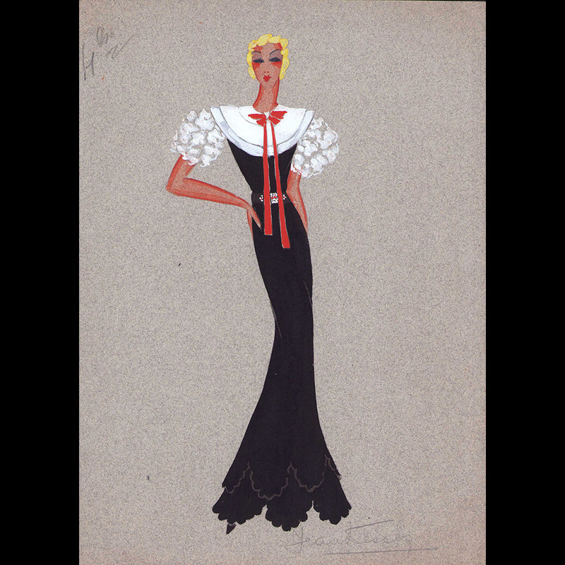 Jean Desses Dessin d une robe du soir 1930 1940s