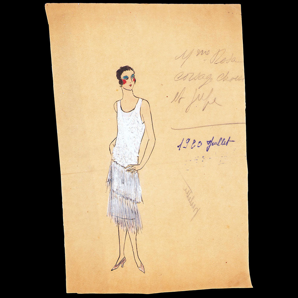 Jane - Dessin de la robe Perlette pour Madame Rosa (1920)