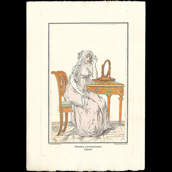 Modes Parisiennes 1800 - Carte de correspondance d'après le Journal des Dames et des Modes (circa 1910s)