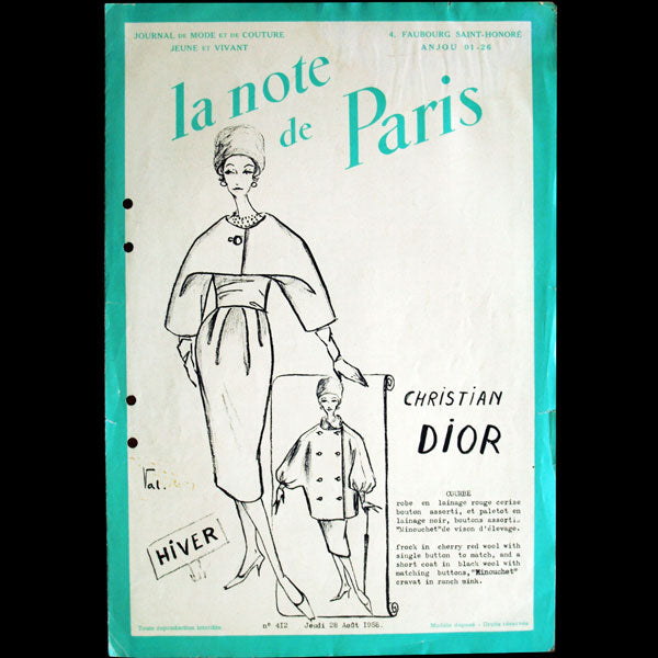La Note de Paris - Christian Dior - Hiver 1955 et 1958