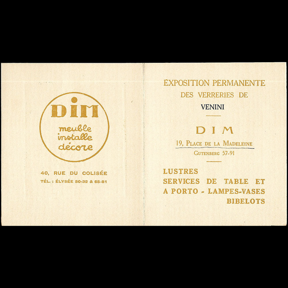DIM, Décoration Intérieure Moderne - Exposition des Verreries de Venini, 19, place de la Madeleine à Paris (1929)