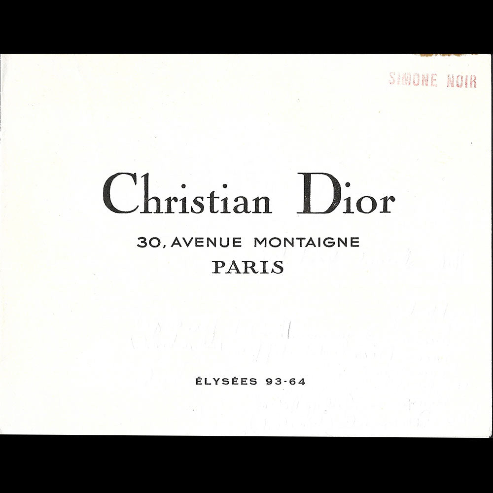 Christian Dior, carnet de défilé, Printemps-Eté 1962