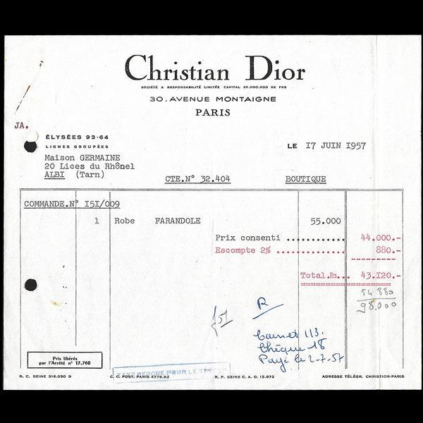 Christian Dior - Facture d'une robe Farandole (1957)