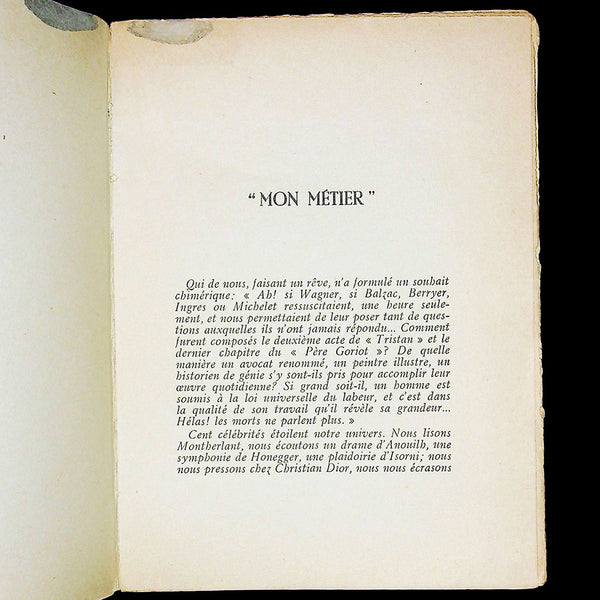 Je suis couturier, propos de Christian Dior (1951), exemplaire de service de presse