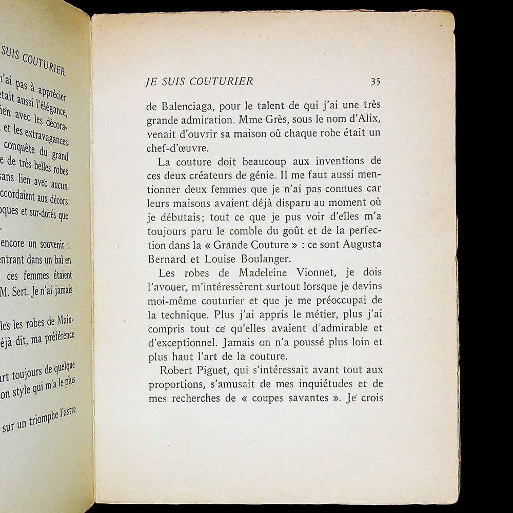 Je suis couturier, propos de Christian Dior (1951), exemplaire de service de presse