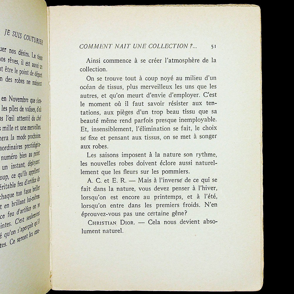 Je suis couturier, propos de Christian Dior (1951), exemplaire de service de presse