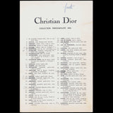 Christian Dior, ensemble de 11 programmes de défilé 1952-1958