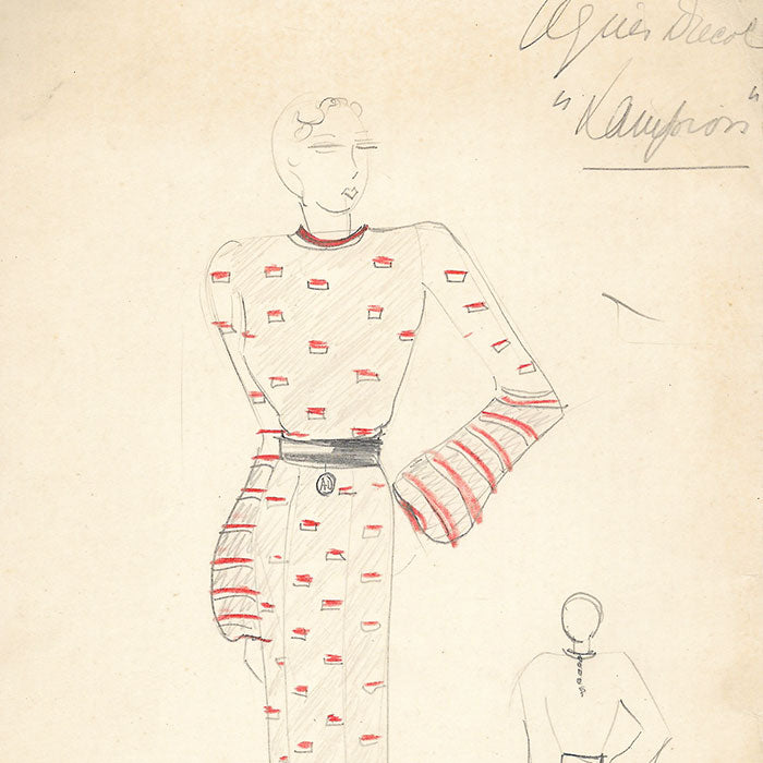 Agnès Drecoll - Lampion, dessin d'une robe (1930s)