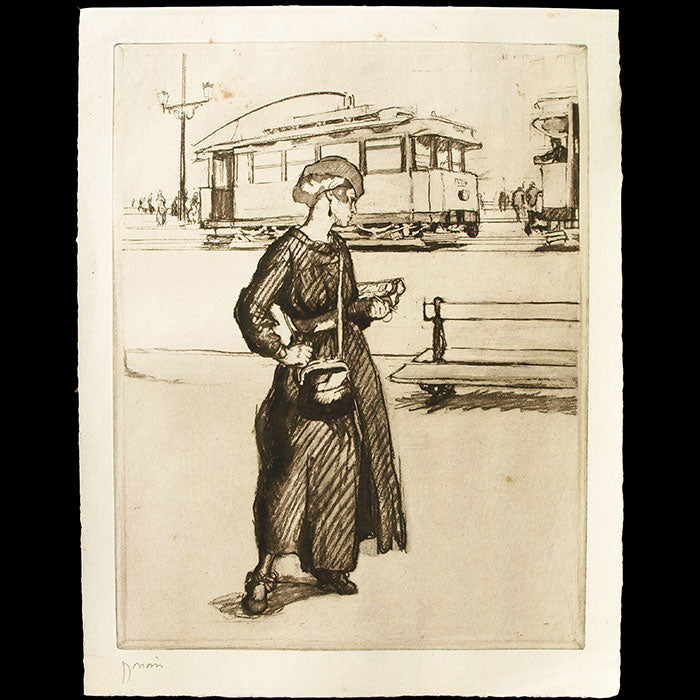 Drian - Les Femmes et la Guerre, l'employée du tramway (circa 1918)