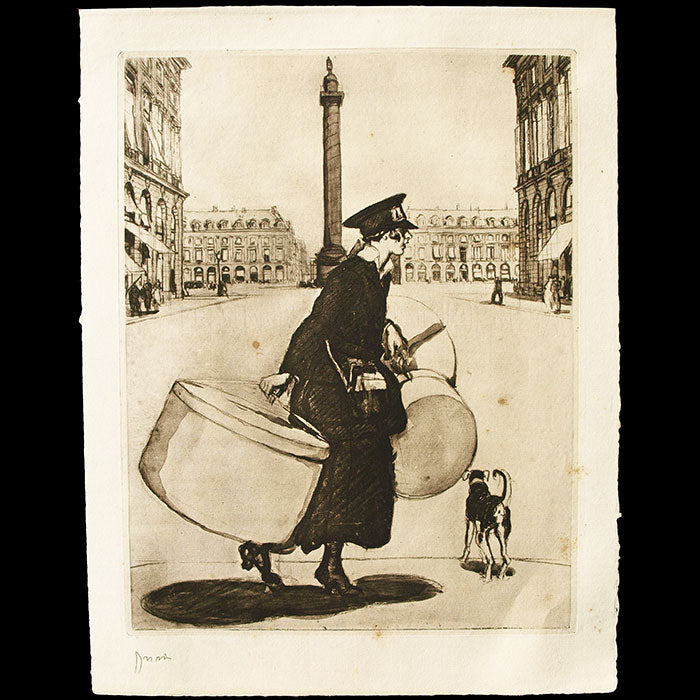 Drian - Les Femmes et la Guerre, la livreuse de chapeaux (circa 1918)