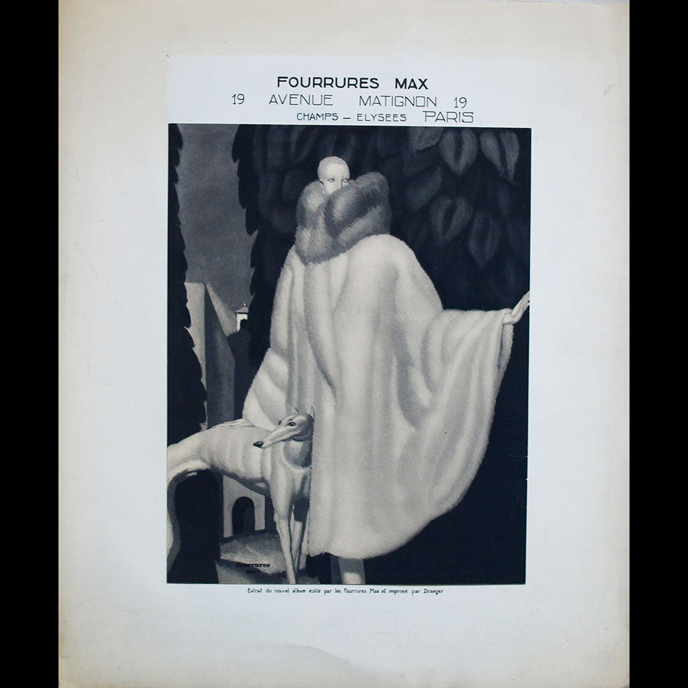 Fourrures Max - Affiche d'annonce de parution de l'album Toi par Jean Dupas (1927)