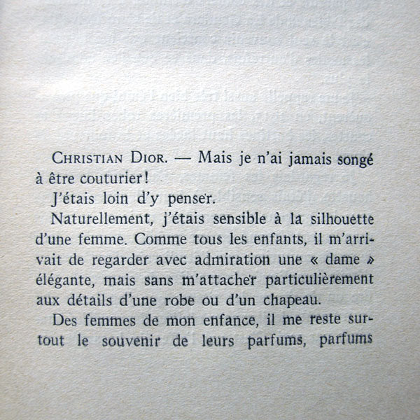 Dior - Je suis couturier, propos de Christian Dior, avec envoi de l'auteur (1951)