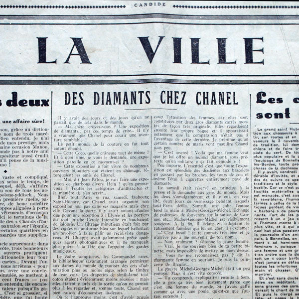 Candide, 10 novembre 1932 - Des diamants chez Chanel