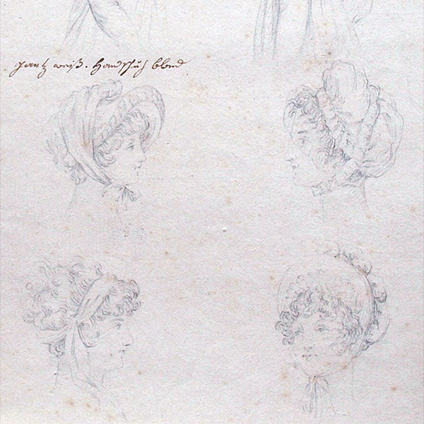 Journal de mode - Dessin préparatoire à des planches de coiffures (circa 1810)