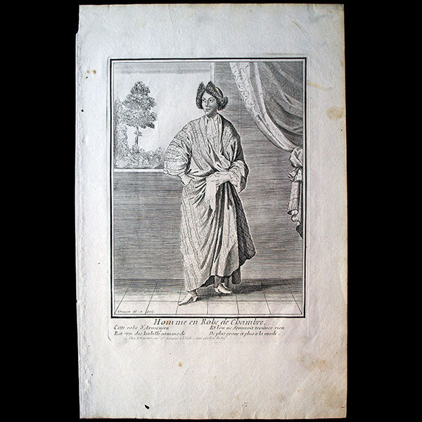 Homme en Robe de Chambre, gravure de Nicolas Bonnart (circa 1680)