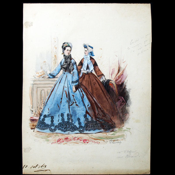 Dessin d'Hippolyte Pauquet pour le Petit Courrier des Dames (1863)