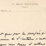 Uzanne - Carte de correspondance autographe signée, circa 1900