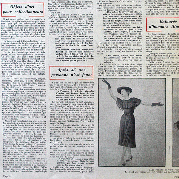 L'Express, 17 août 1956 - Chanel, la femme de la semaine par Françoise Giroud