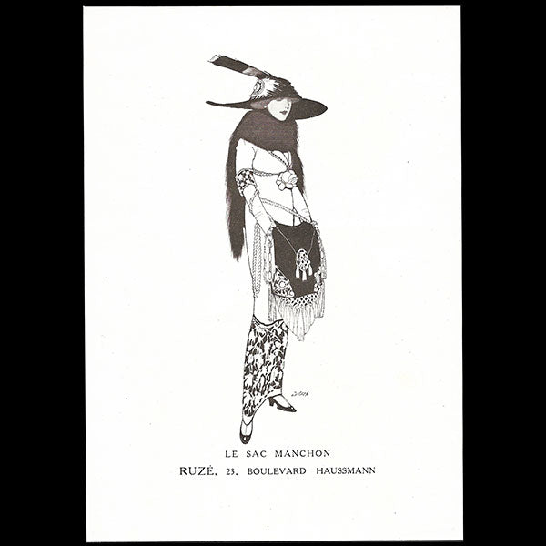 Ruzé & Cie - Invitation de la maison de fourrures à une exposition de sacs-manchons (circa 1910)