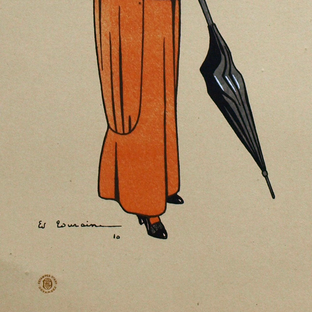 Edouard Touraine - Femme en jaune, Elégante récompensant son chien (1910)