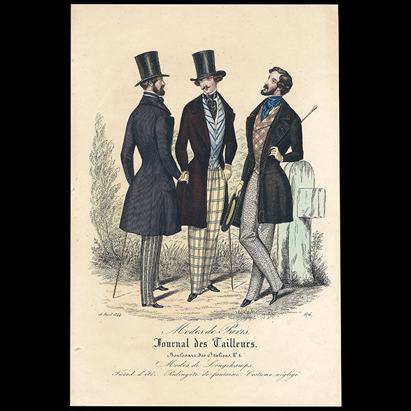 Modes de Paris, Journal des Tailleurs, gravures de mode masculine (1844)