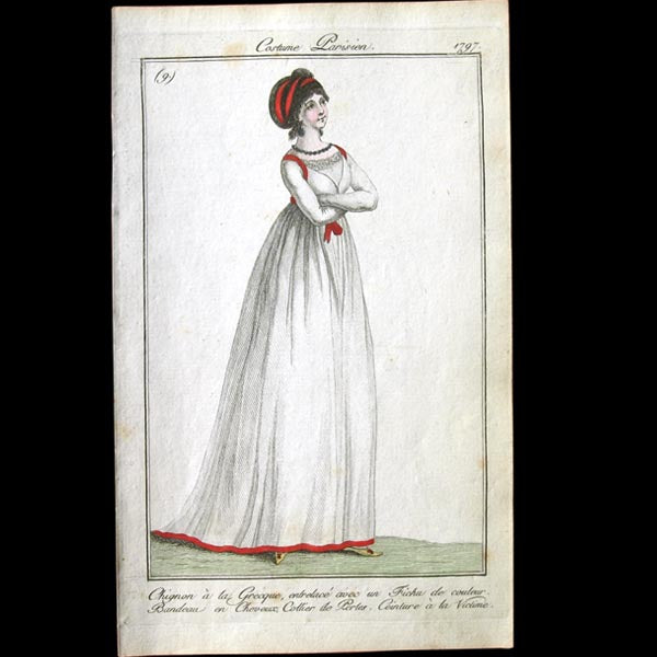 Costume Parisien, Journal des dames et des modes, 1797 gravure n°9