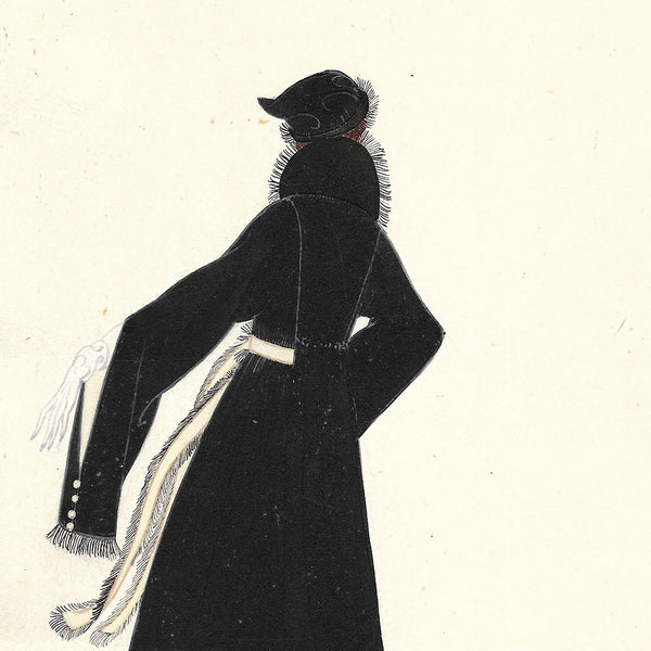 Erté - Tcherkess, dessin d'un manteau pour l'hiver 1915-1916