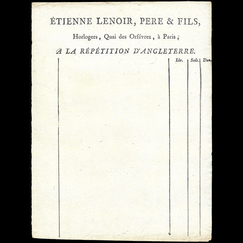A la Répétition d'Angleterre - Facture des horlogers Etienne Lenoir, père & fils, Quai des Orfèvres à Paris (circa 1750-1770)
