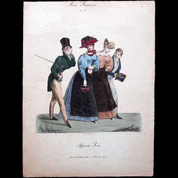 Charles Philipon - Scène parisienne, Planche n°3 , Apprentis - Roués (1827)