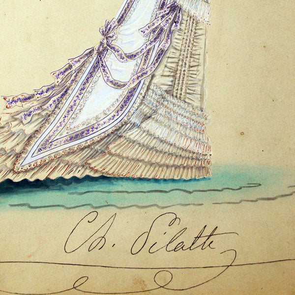 Dessin de Charles Pilatte pour les maisons Worth ou Ghys (circa 1860-1870)
