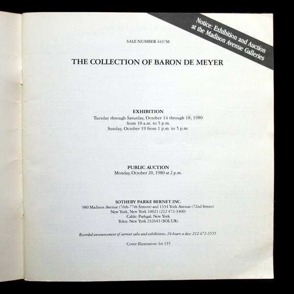 The Collection of Baron De Meyer, Sotheby's (1980)