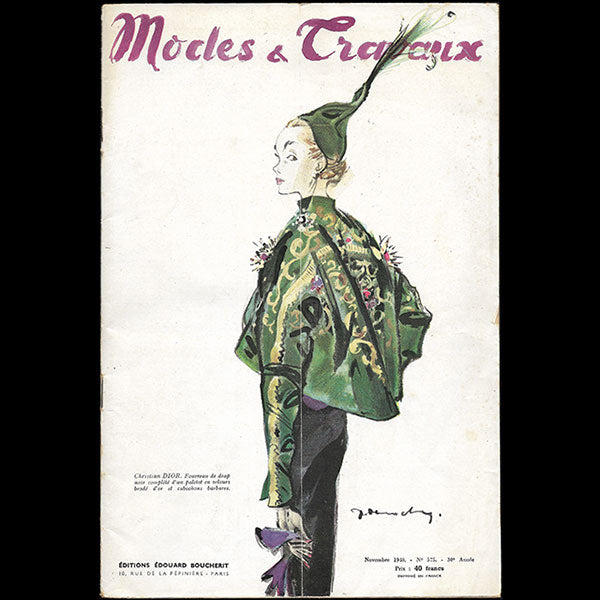 Modes et Travaux, novembre 1948, couverture de Demachy d'un modèle de Christian Dior