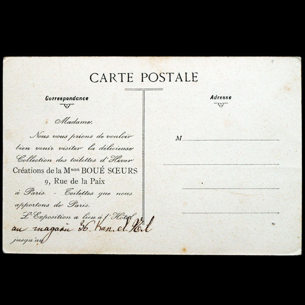 Boué Soeurs - Carte d'invitation à une présentation de collection (circa 1905-1910)