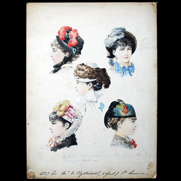 Dessin de coiffures et modes pour le Journal des Demoiselles (1879)