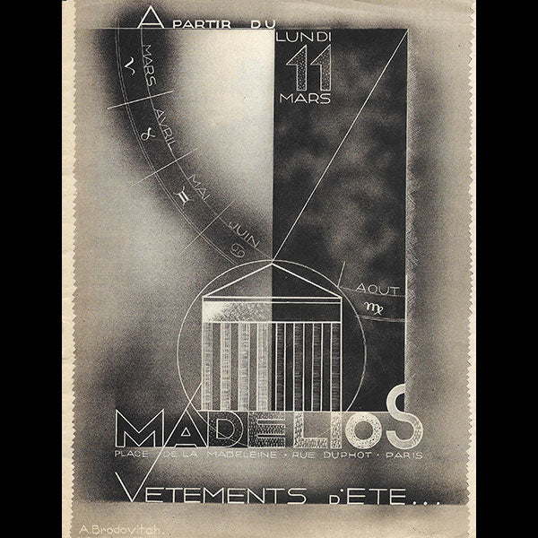Madelios - Catalogue d'été, couverture d'Alexei Brodovitch (1930)