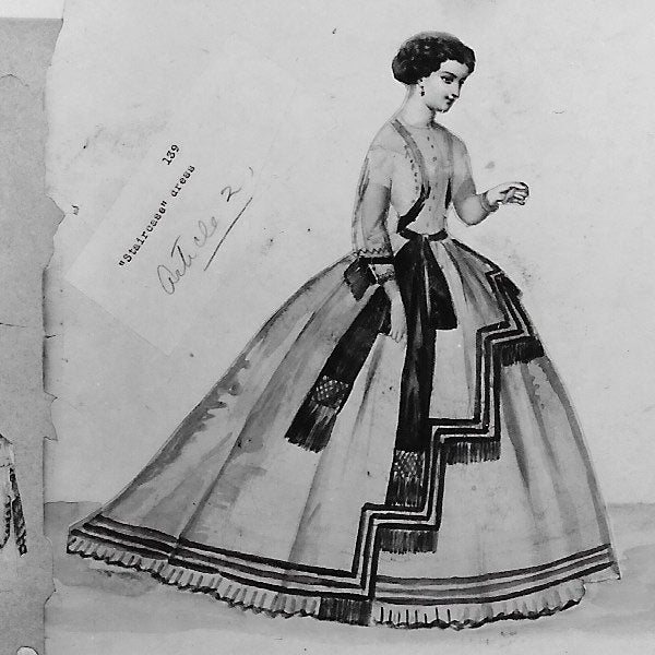 Worth - Croquis et projets de robes entre 1860 et 1875, reproductions photographiques (circa 1955)