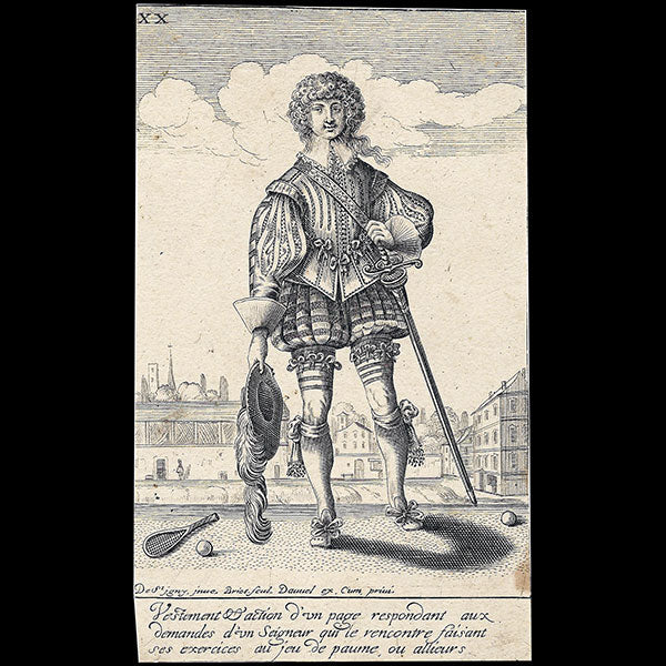 Isaac Briot - Le Théâtre de France, contenant la diversitez des habits - Vestement d'action d'un page (circa 1630)
