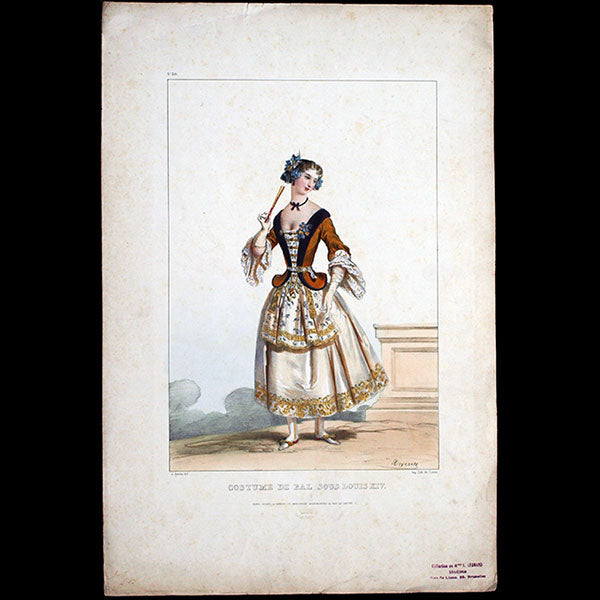 Achile Deveria - Costumes Historiques de Ville ou de Théâtre, Planche n°30, Costume de bal sous Louis XIV (1831)