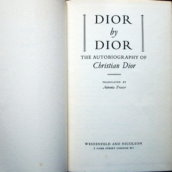 Christian Dior's memoirs - Dior by Dior (1957)