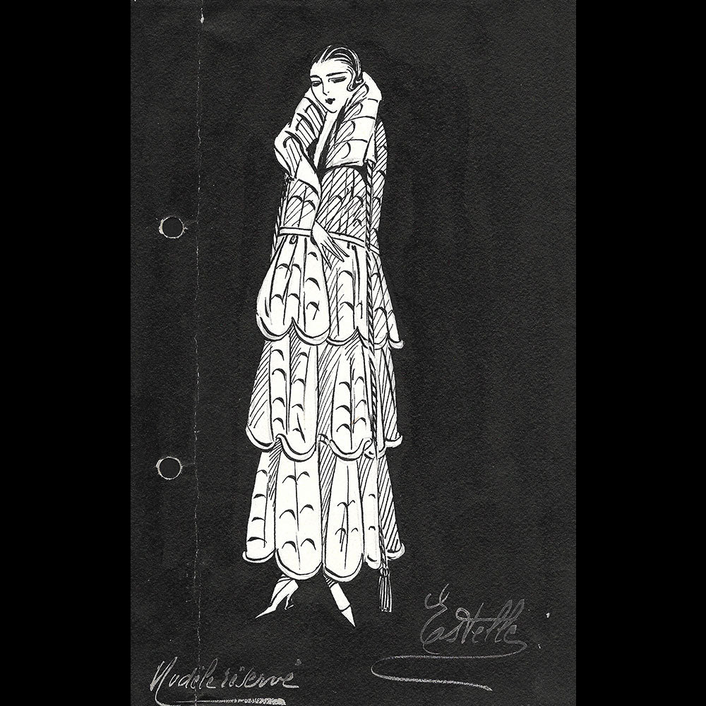 Fourrures Max - Dessin du manteau Estelle (1924)