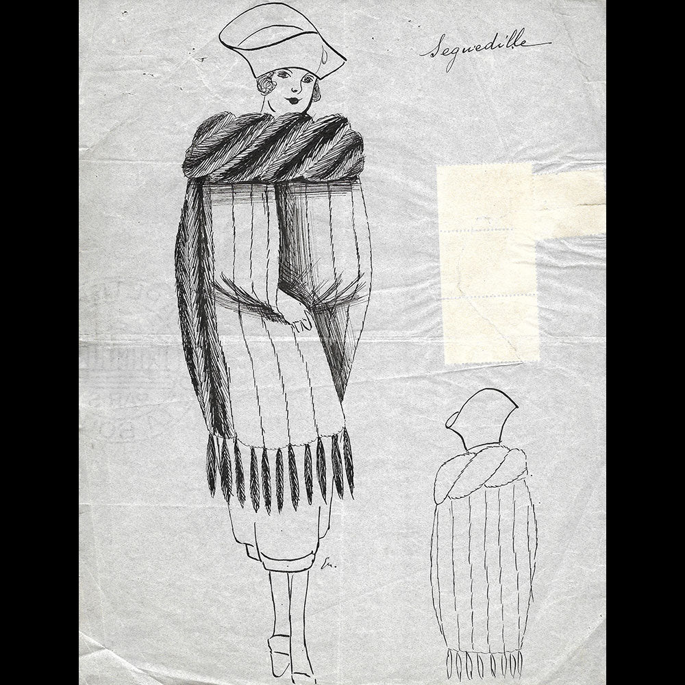 Fourrures Max - Dessin du manteau Seguedille (circa 1915-1920)