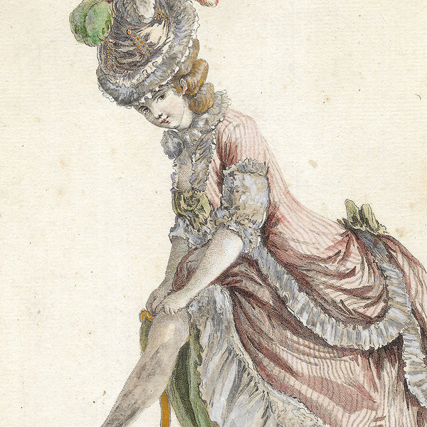 Gallerie des Modes et Costumes Français, 1778-1787, gravure n° G 37, Femme en robe à la polonaise par Leclerc (1778)