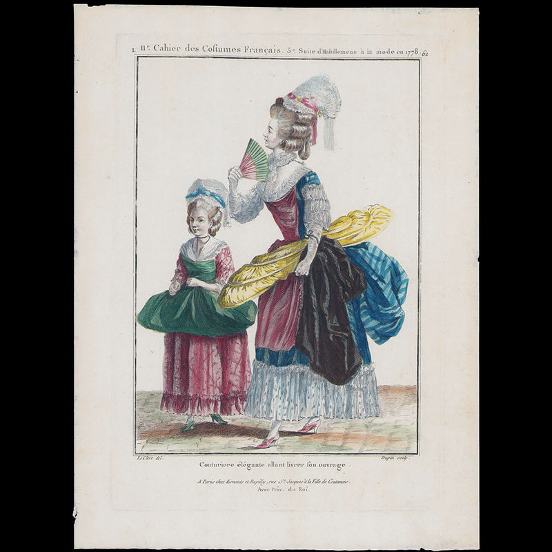 Gallerie des Modes et Costumes Français, 1778-1787, gravure n° L 61, Couturière Elégante (1778)